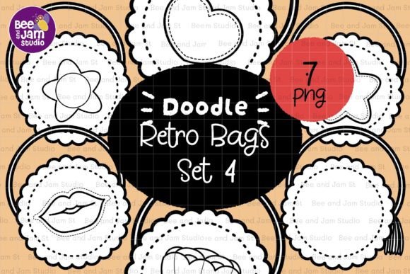 Download KDP Coloring Retro Bags Line Art PNG - Coloring Collection