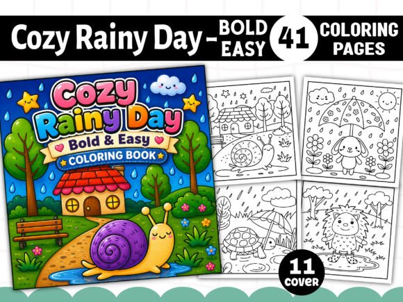 Download Cozy Rainy Day Bold &amp; Easy Coloring Book - Coloring Collection