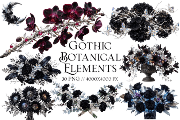 Download Gothic Botanical Elements Clipart - Premium Bundle