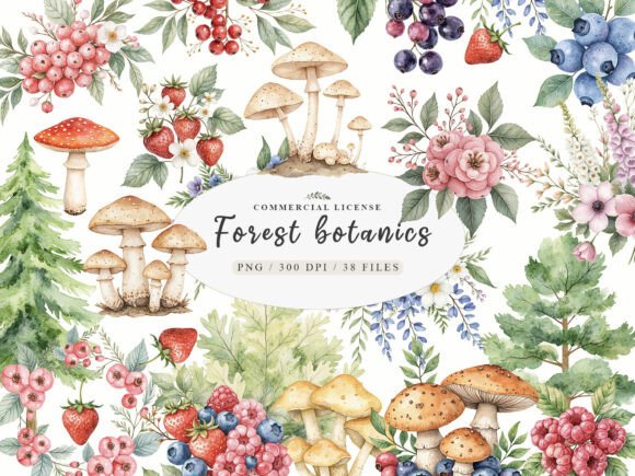 Download Watercolor Botanical Forest Wildflower - Premium Bundle