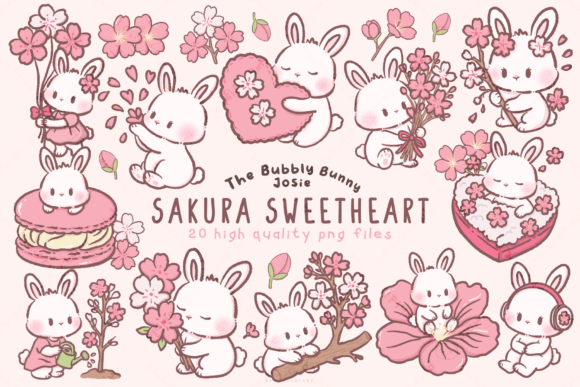 Download Spring Cherry Blossom Bunny Clipart - Cherry blossom Collection