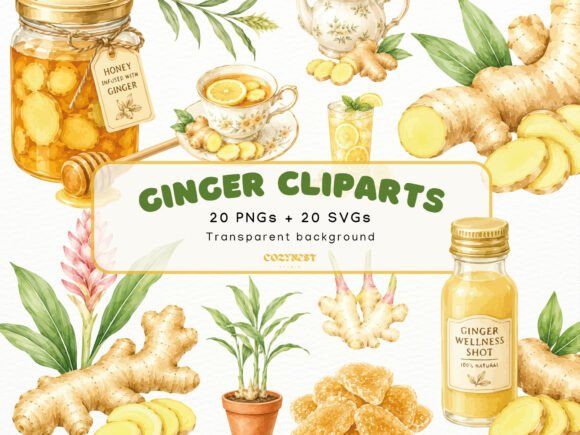 Download Ginger Watercolor Cliparts Botanical PNG - Premium Resources