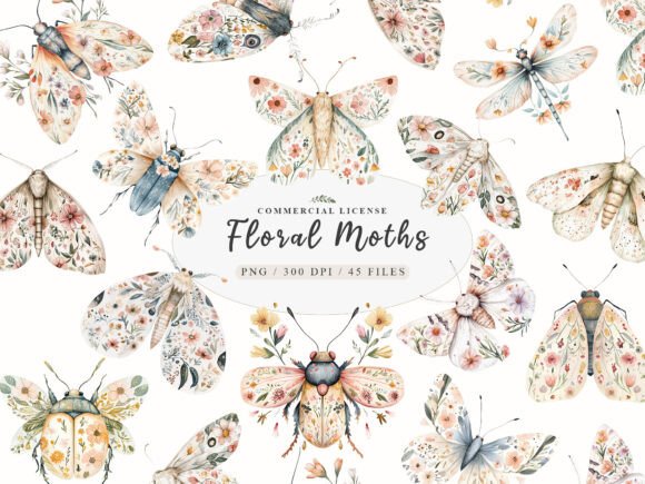 Download Watercolor Botanical Floral Luna Moth - Premium Resources